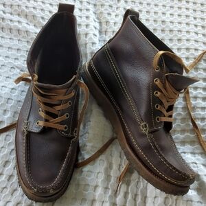 Brown Moc-Toe Leather Boots